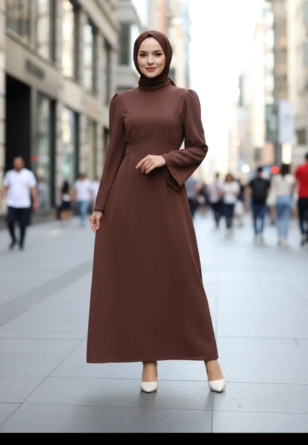 Önden Bağcıklı İthal Krep Elbise
