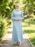 Yanları Bağcıklı Zara Saten Abiye Elbise
